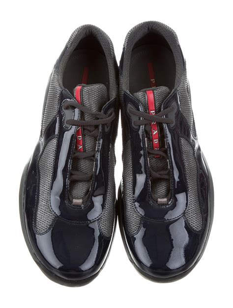 navy blue patent leather prada sneakers|prada americas cup sale.